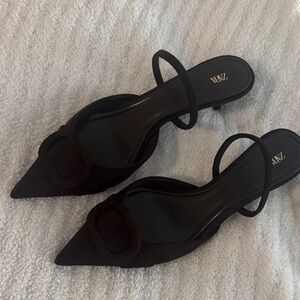 Zara Brown Suede Pointed-Toe Heels
